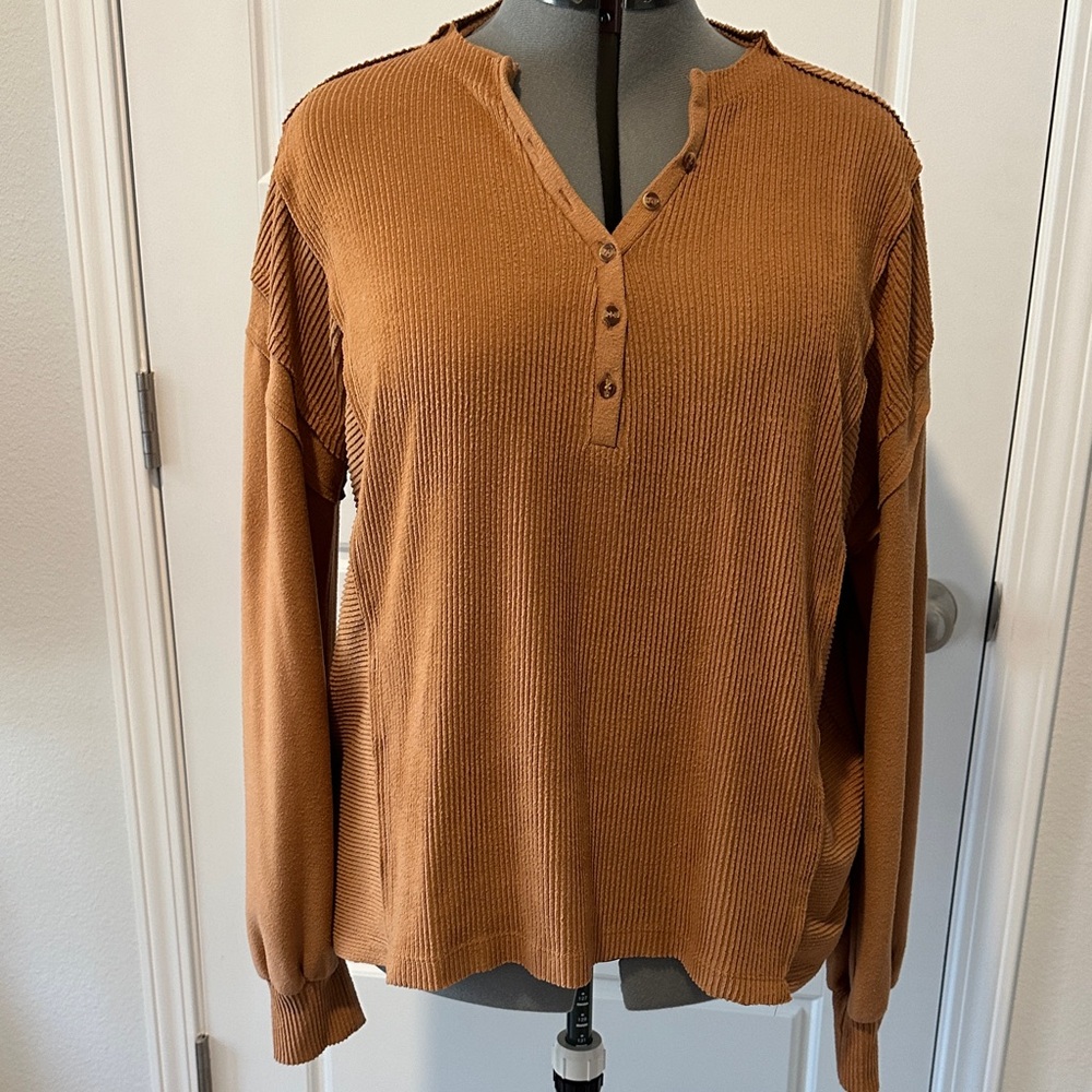 BKE Women's V-Neck Sweater - Brown